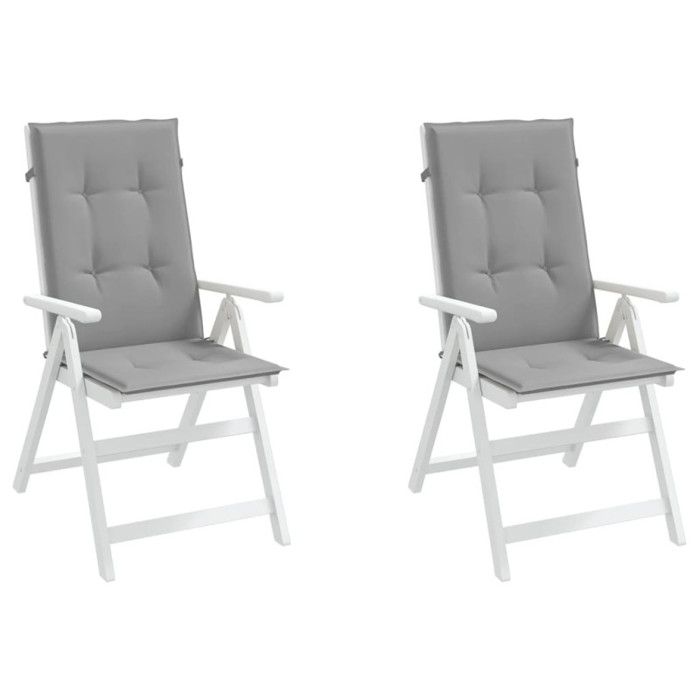VidaXL Garden Chair Cushions High Back Set of 2 Grey Fabric 43179
