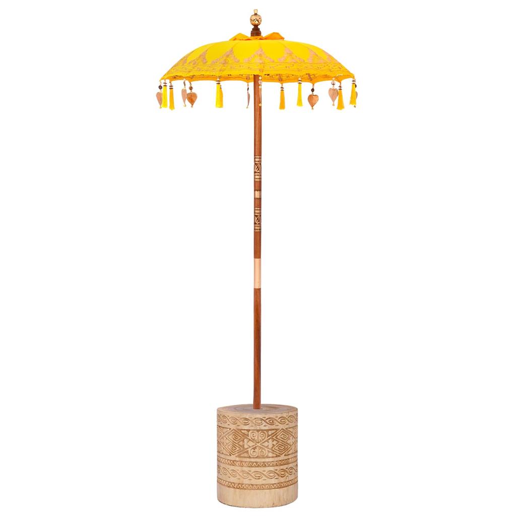 Balinese Sun Umbrella with Base Yellow 95 X 95 X 260 Cm