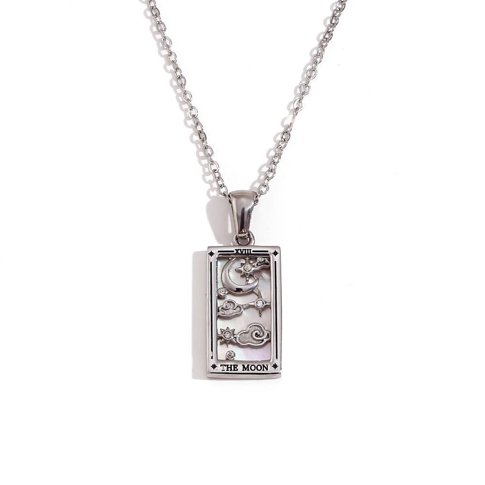 

18K Gold-Plated Stainless Steel Tarot Card Necklace - European & American Retro Style