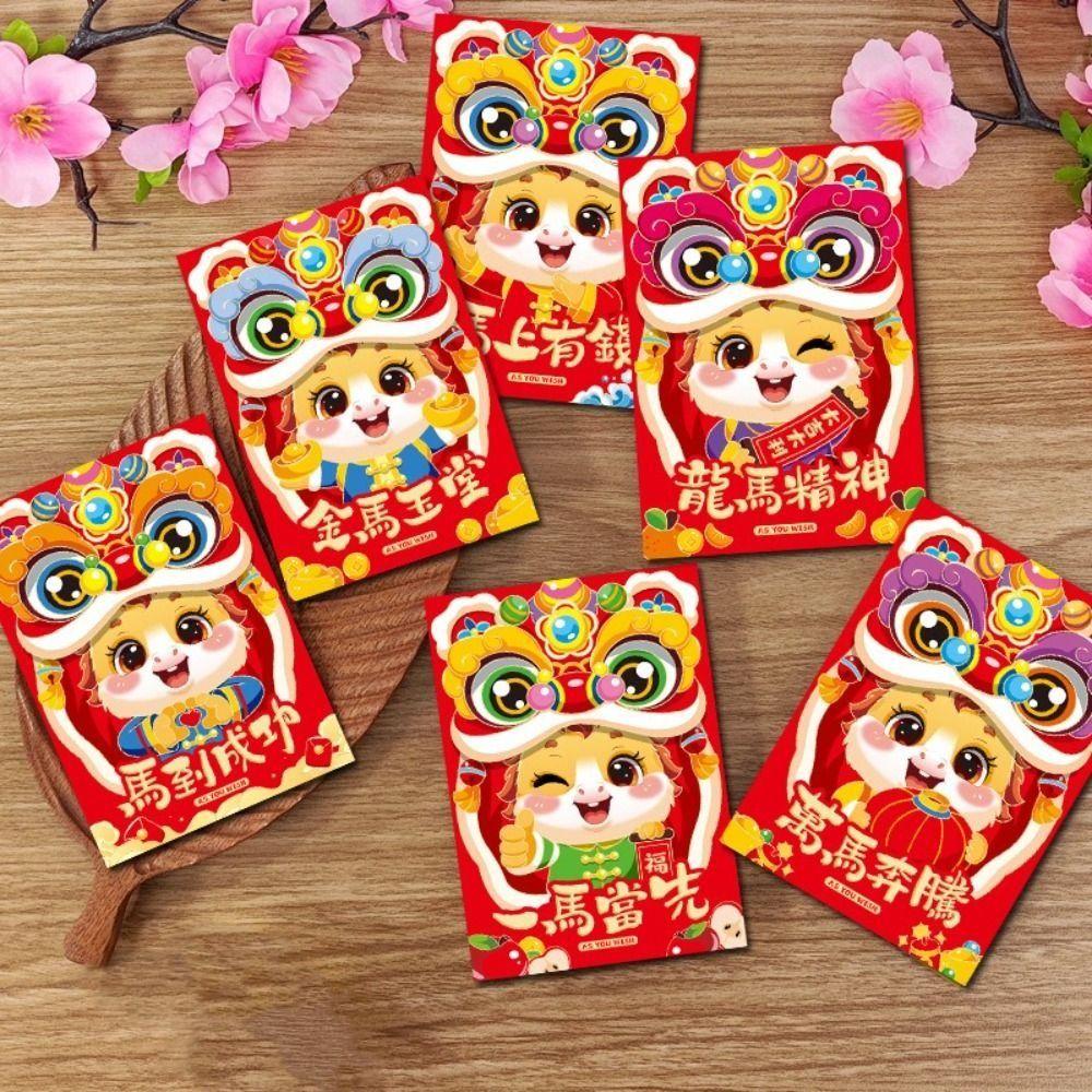 6pcs Chinese 2026 New Year Red Envelope Cartoon Spring Festival Envelope  New Year Gift