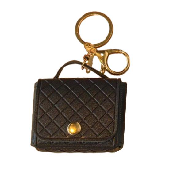

Imitation Leather Keychain Pendant Rhomboid Embossing Mini Handbag Shape Keychain with Dual-Purpose Buckle Backpack Accessories чёрный