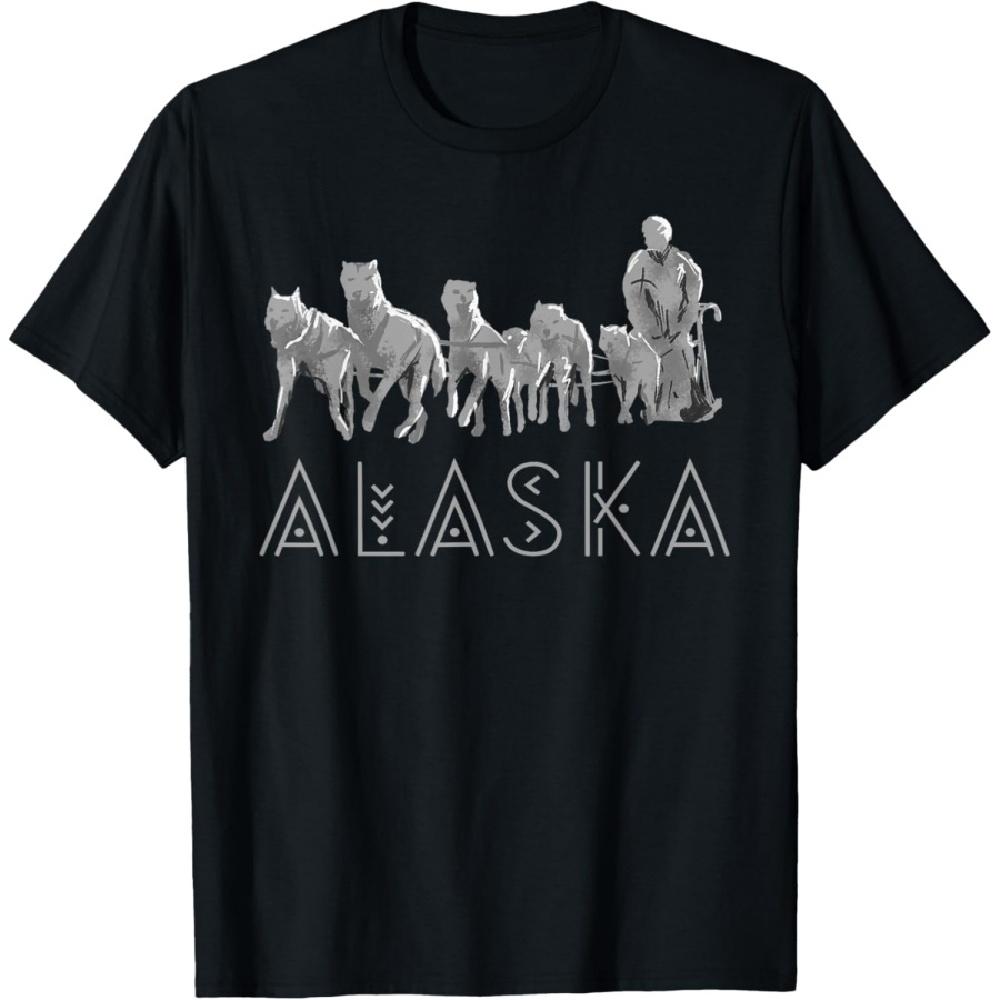 

Alaska Sled Dogs Mushing Team Snow Sledding Mountain Scene T-Shirt(1) S
