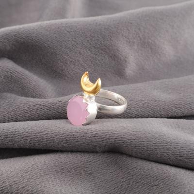 Entzückender Rosenchalcedon Handgefertigter Edelsteinring, 925 Massiv Sterlingsilberring Antikschmuck, Ring für Verlobungsgeschenk
