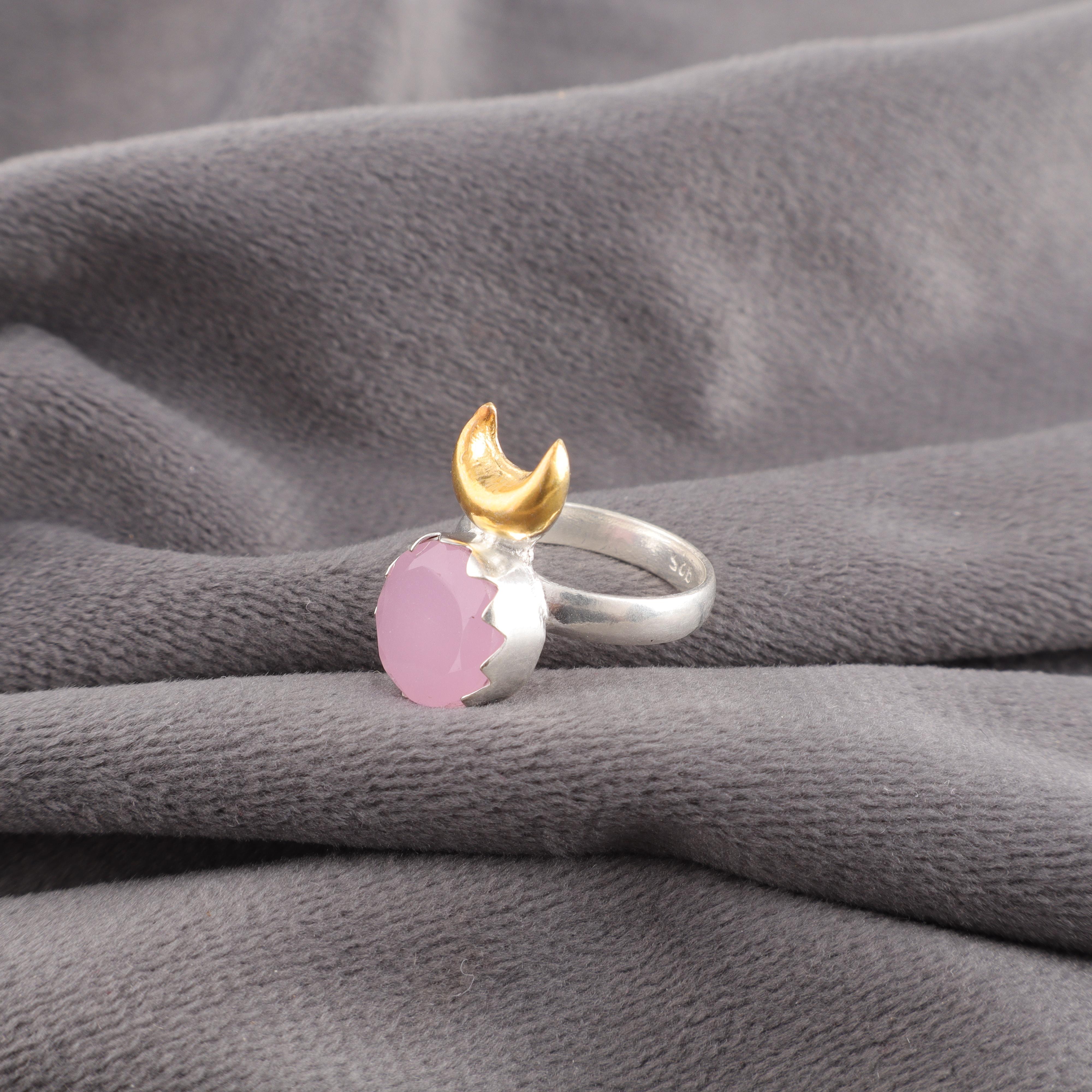 

Очаровательное кольцо с розовым халцедоном ручной работы, кольцо из стерлингового серебра 925 пробы, антикварное украшение, кольцо для помолвки в подарок 5.5 розовый