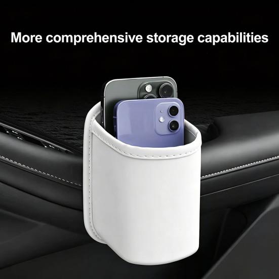 Car Storage Rack Leather Texture Waterproof Car Door Side Organizer Multi-Functional Vehicle Cup Holder Storage Box for Phone Keys Water Bottle Fit