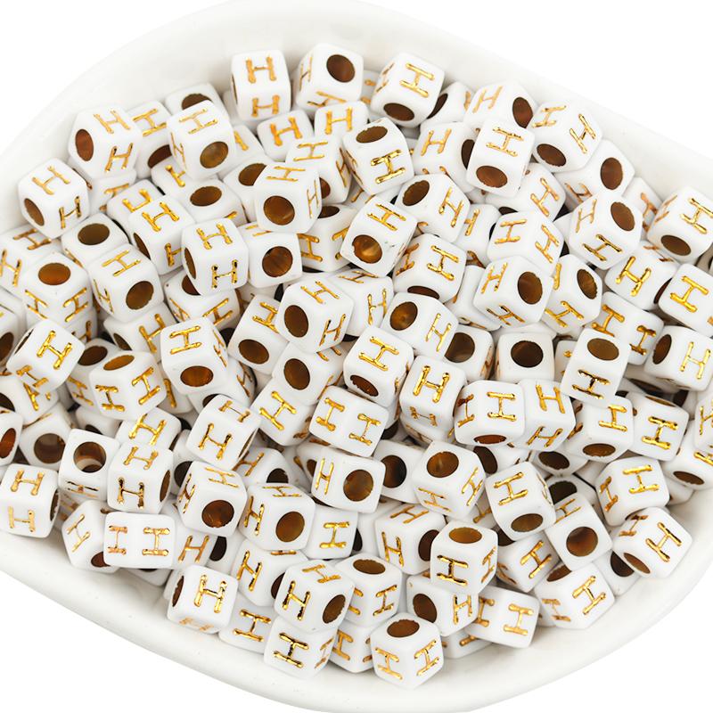 100Pcs/lot A-Z Letter Beads For Jewelry Making Gold Color Square Alphabet Spacer Bead Charms Diy Bracelet Pendants Supplies