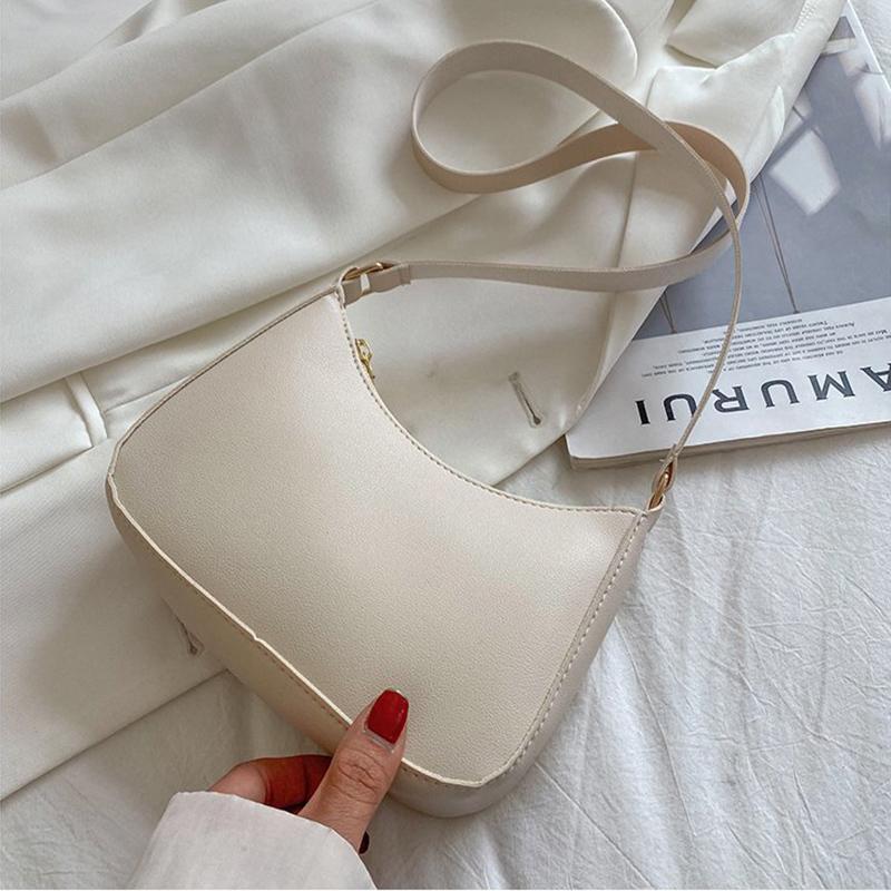 Fashion Casual Solid Color Shoulder Bag For Women High Quality PU Leather Underarm Bag