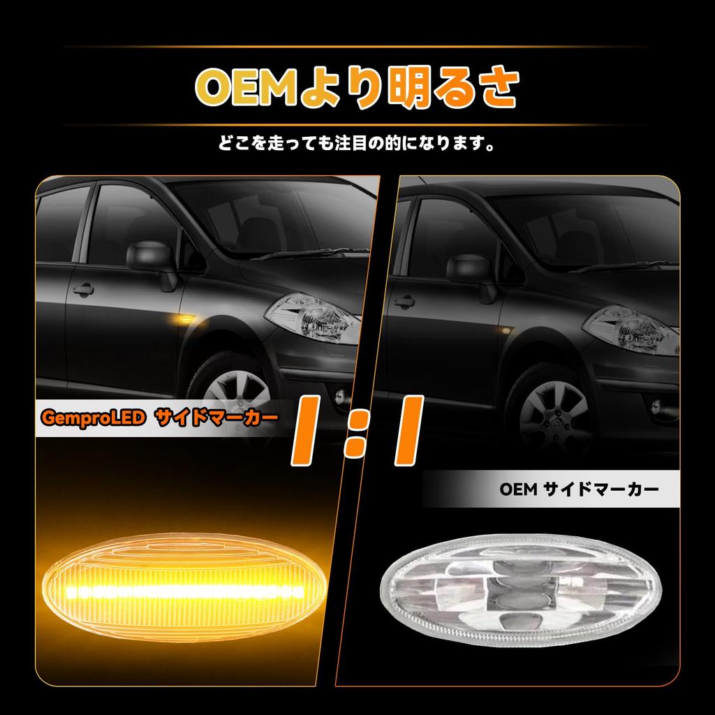 GemPro Side Marker Flashing Lights for Cube Cube Cubic Juke Wingroad Lafesta Note Qashqai Sylphy Juke Serena Tiida Tiida Latio Lafesta March K12 K13