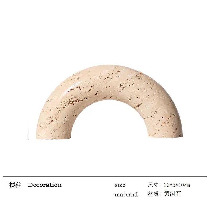 Wabi-Sabi Decor Travertine Abstract Geometric Tabletop Sculpture Modern Minimalist Art Statue Living Room Desktop Centerpiece