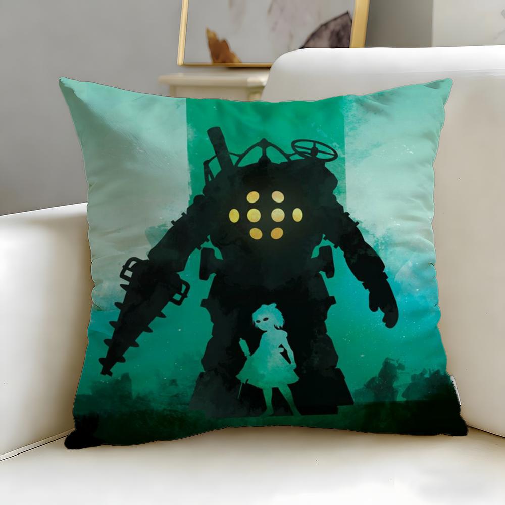 classic game BioShock Cushion Cover Soft  EasyWash Pillow Case  Versatile for Couch Bed Travel and Office