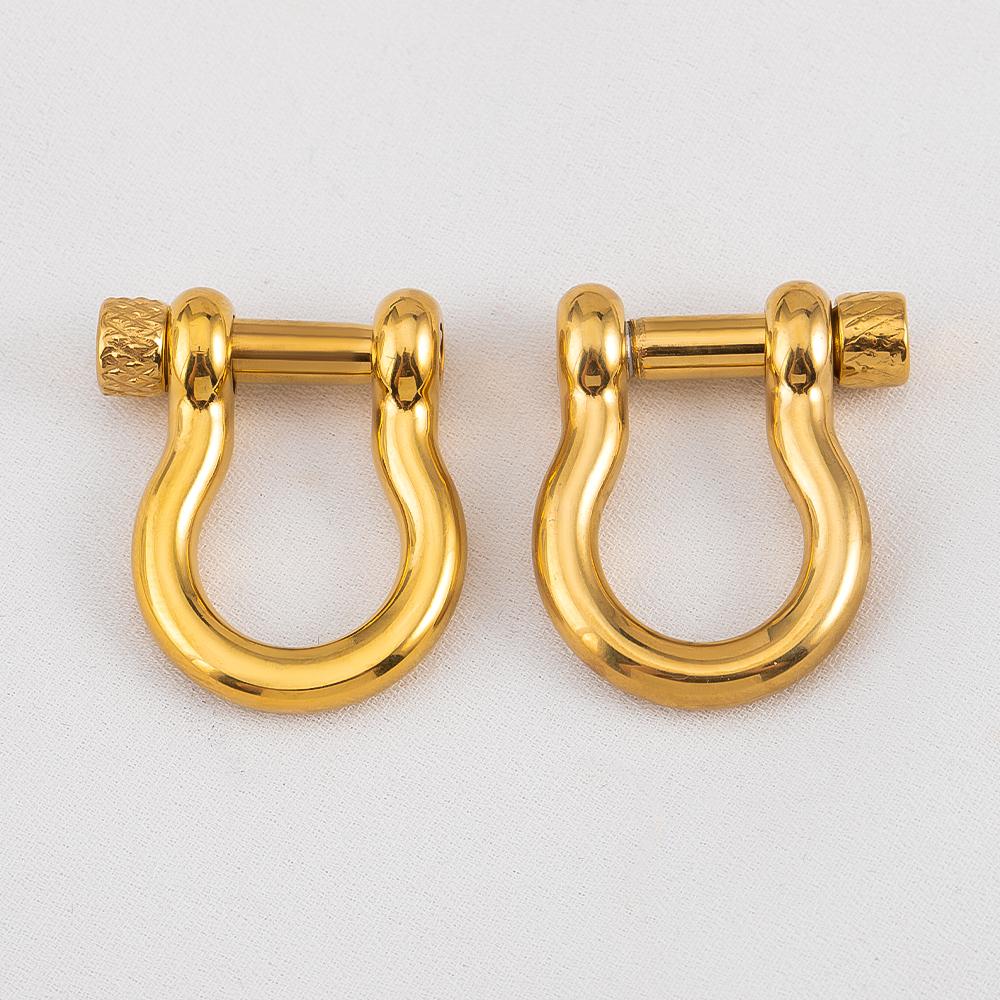 2Pcs Stainless Steel U Shape Screw Carabiner Jewelry Clasp Gold Colour Metal Horseshoe Toggle Spiral Clasp Hook Shackle Supplies