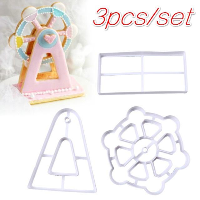 3Pcs/Set Creative Ferris Wheel Fondant Cookie Cutter Cake Mold Moulds Cake Decorating Tools