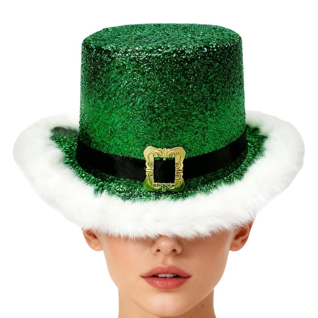 Christmas Party Red Green Top Hat Santa Claus Western Hat Festive Cosplay With White Brim For Adults Men Women Props Gifts