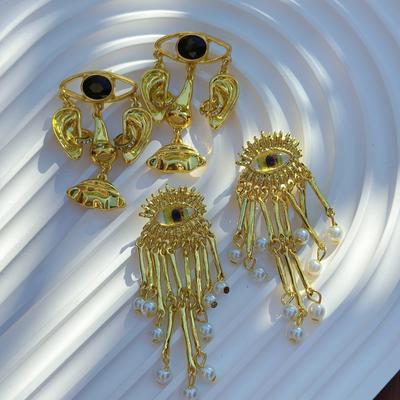 Literary Retro Vntage Devil Eye Fringed Earrings Exaggerated Design Sense Earrings Women