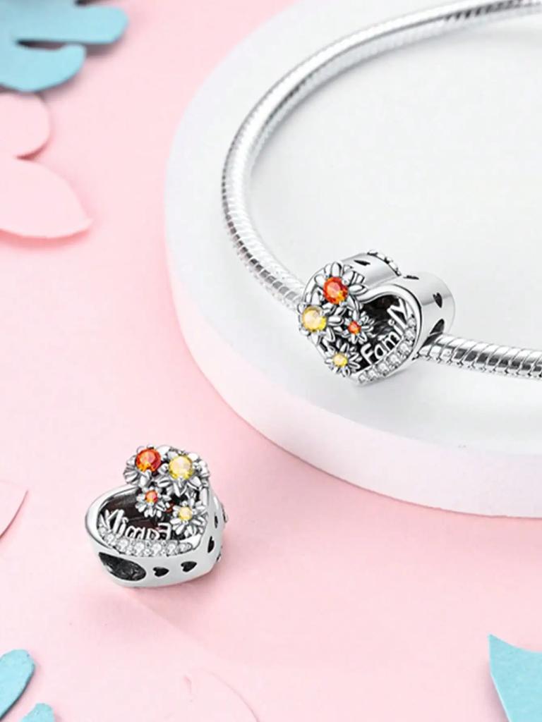 Charm Plata Copper Colors Rose Sunflower Bead Charms Pendants For Genuine Bracelets For Women DoItYourself Jewellery Love Gifts