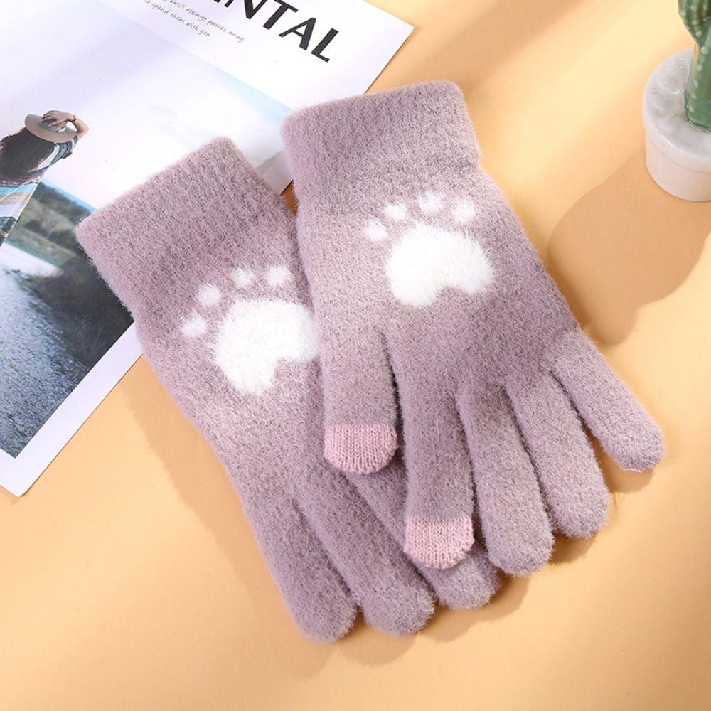 Touchscreen Knitted Wool Mittens Thicken Outdoor Cycling Gloves Full Finger Guantes  Women Men