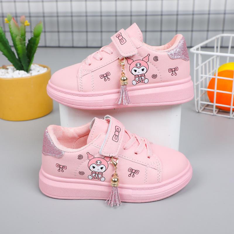 Girls' Soft Sole Waterproof Leather Sneakers - New for Spring/Autumn 2025, Non-Slip Running Shoes