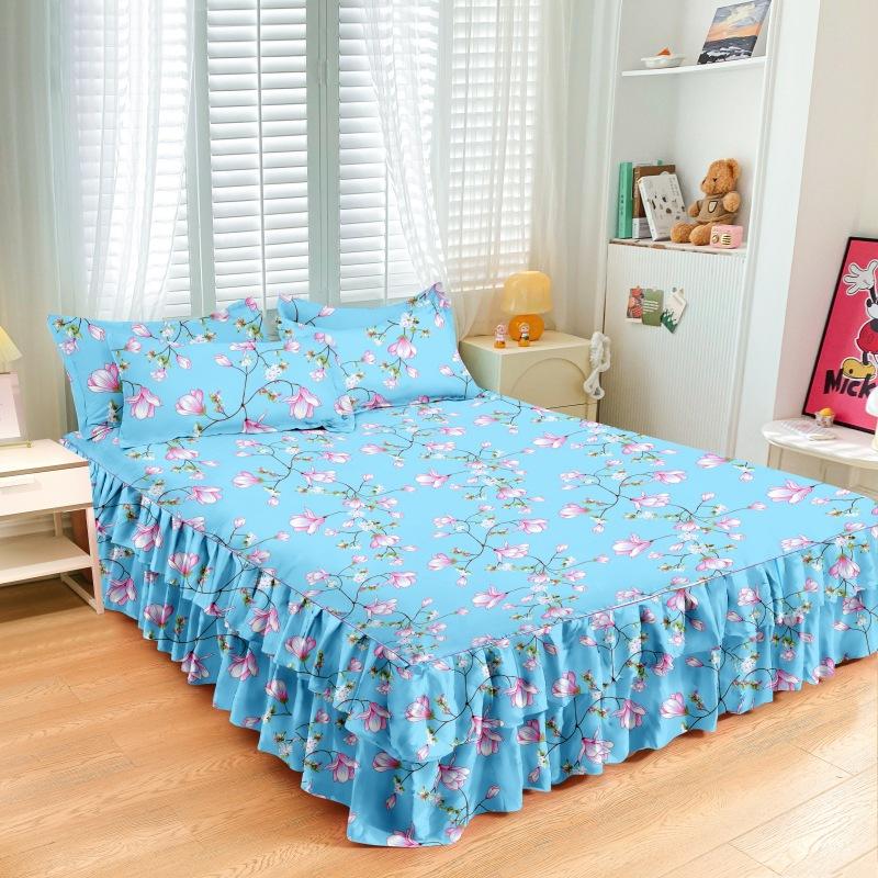 Dormitor de uz casnic Fustă de șlefuit dintr-o singură bucată Cuvertură de pat de culoare solidă, prietenoasă cu pielea, așternut pentru dormitor, pentru dormitor