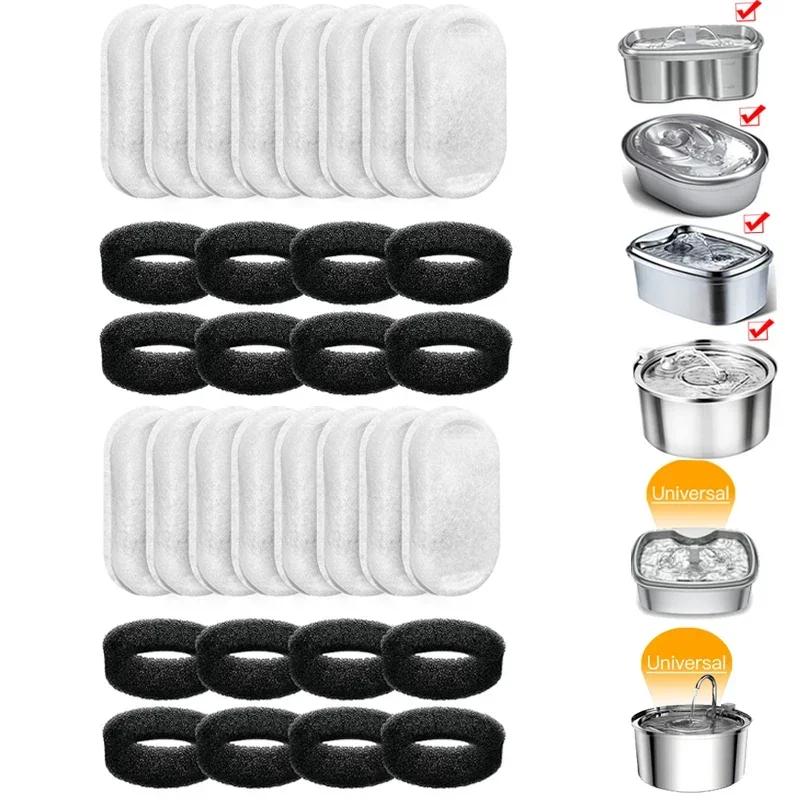 16 Sets Cat Water Fountain Filters for 108Oz/3.2L and 67Oz/2L Adjustable Water Flow Pet Water Fountain Cat Fountain Accessories none