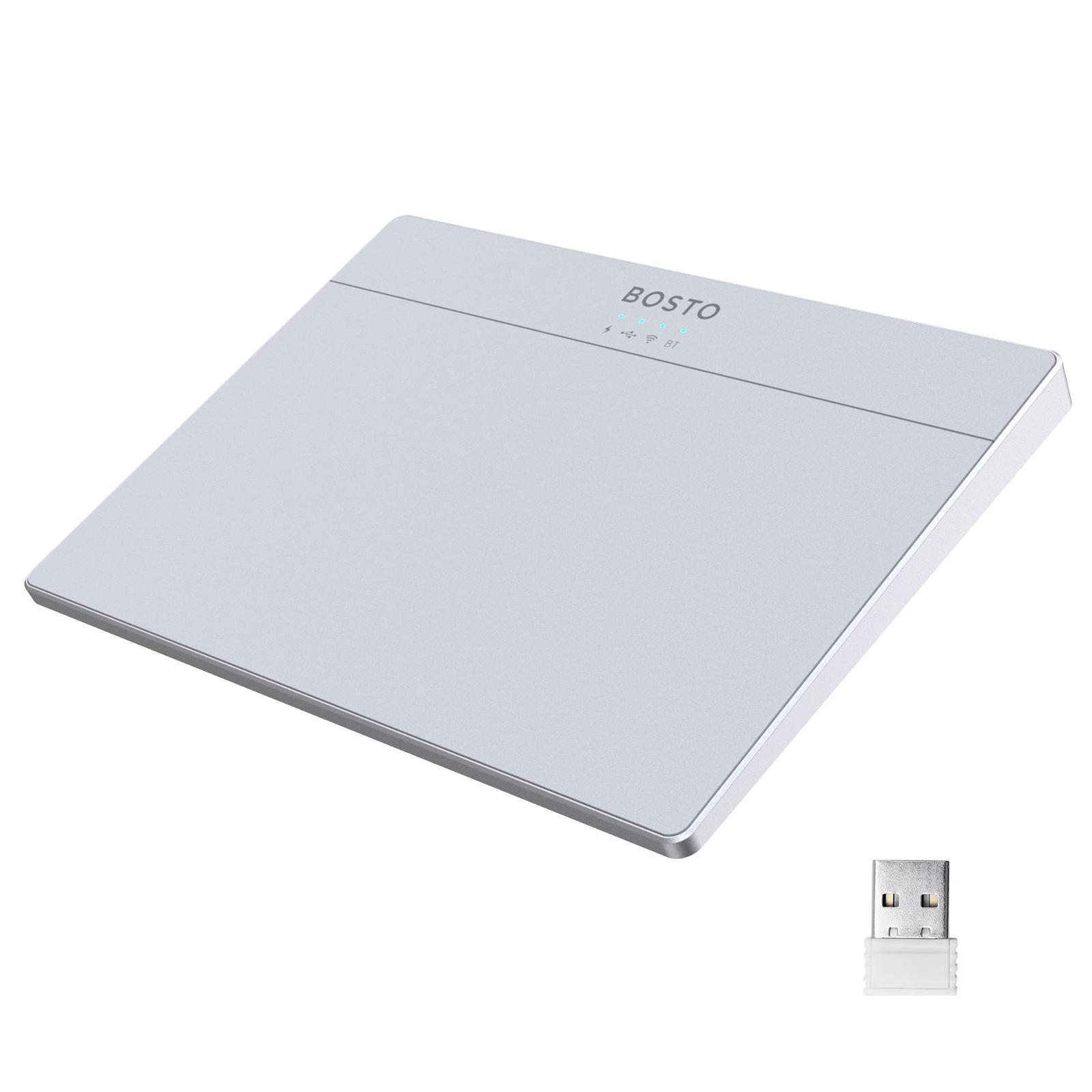 

BOSTO T02 Wired and Wireless Touchpad 2.4G &BT & USB Ultra Slim Tempered Glass Surface Design Portable Trackpad Multi белый