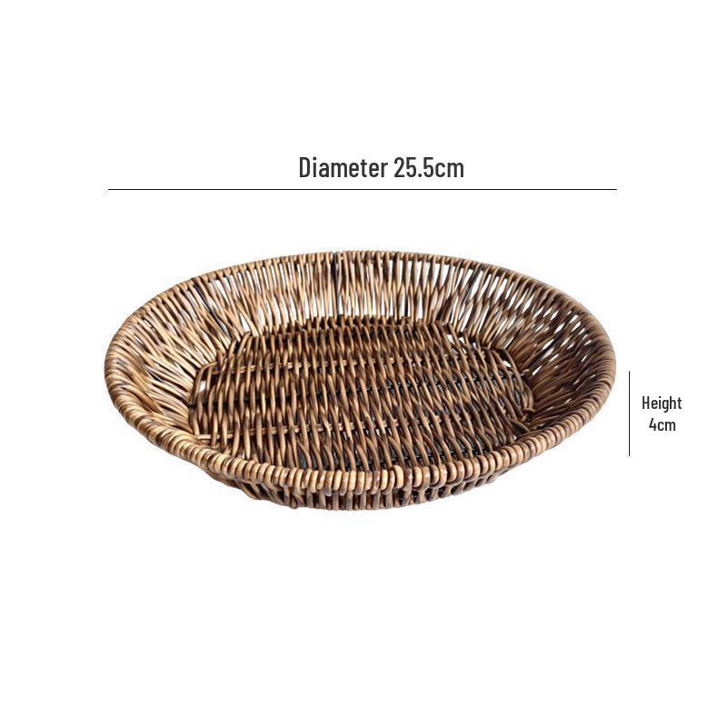 Creative Round Handwoven Rattan-Style Basket for Snacks & Dried Fruit