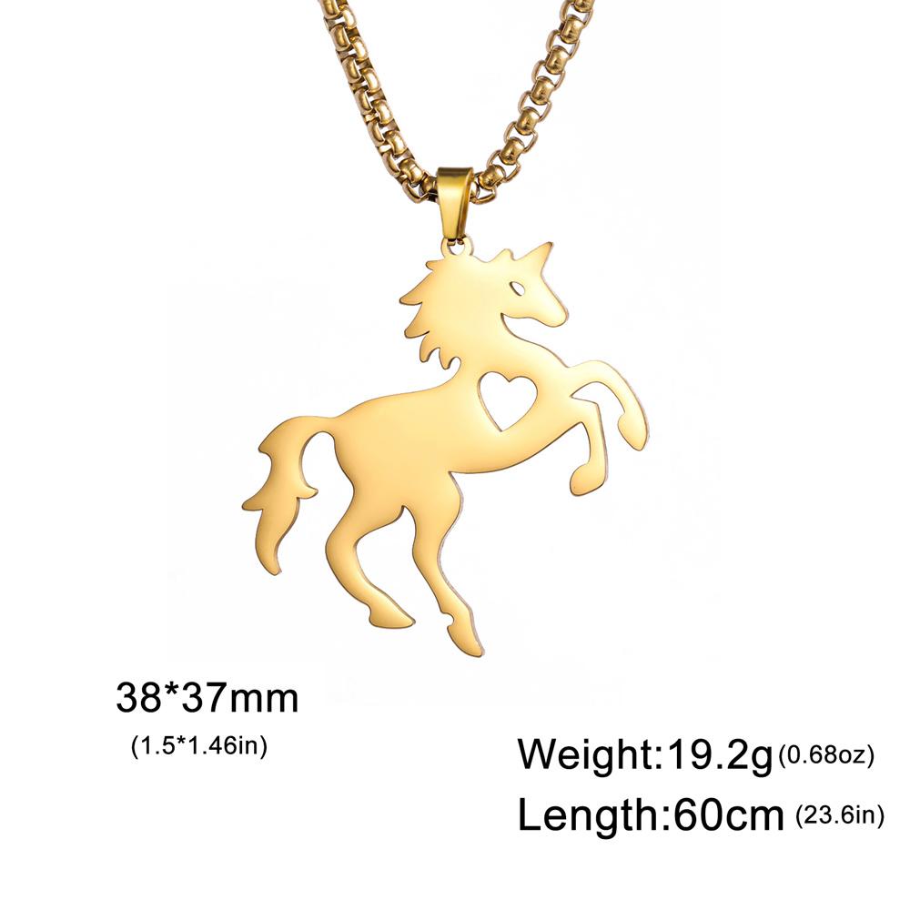 My Shape Running Horse Pendant Necklaces Women Men Stainless Steel Couple Love Heart Horse Animal Neck Chain Horse Lover Jewelry