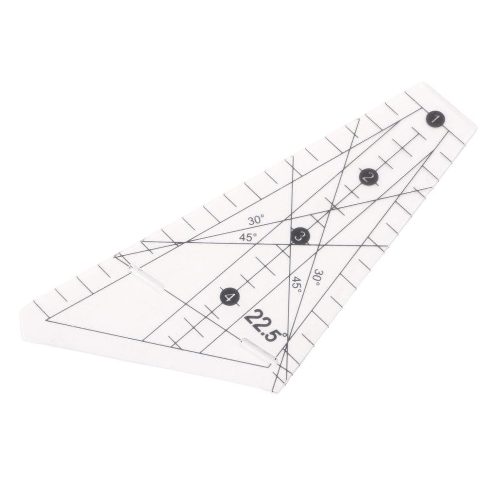 Quilting Ruler 22.5 Degrees Slot Design Transparent Plastic Tailor Ruler Tool for Sewing DIY