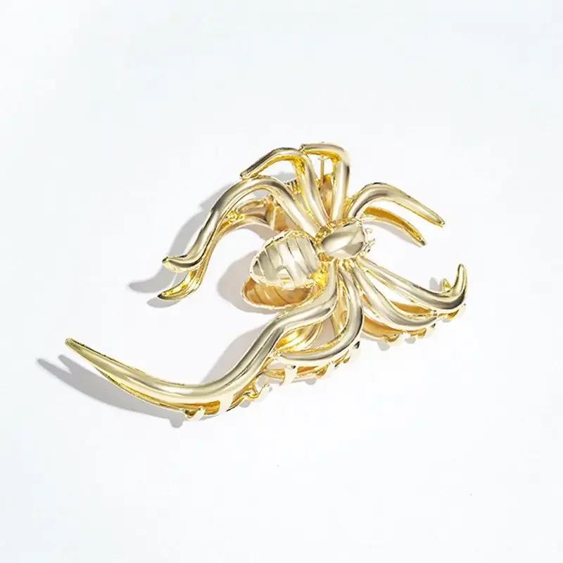 New  Halloween Spider Skeleton Hair Claw Clips for Women Jewelry Accessories Black Silver Gold Large Barrette Party Headwear