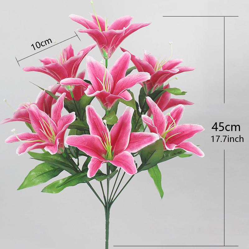 10 Heads Artificial Lily Flowers European Multi Color Bridal Fake Flower Bouquet Wedding Home Party Decoration Flowers