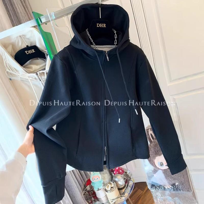 De Rong Solid Color Zip Up Hoodie Men Women Fall Winter Loose Fit Plus Size 240lbs Outerwear