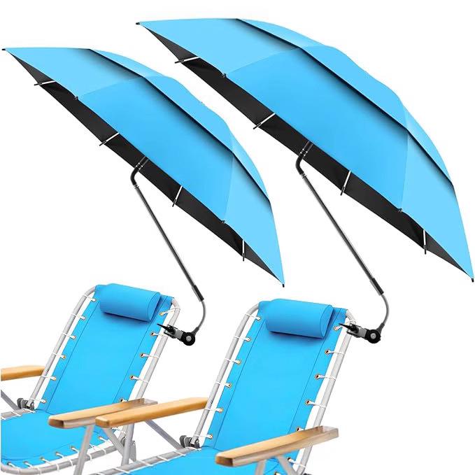 23-inch Breathable Double-Layer Beach Chair with 360° Adjustable Sun Umbrella