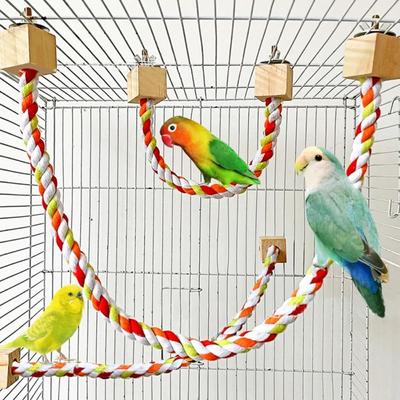 Papageienfarbe Haustier Vogel Beißspielzeug Holz Papageien Kletterspielzeug Neu Baumwollseil Spielzeug