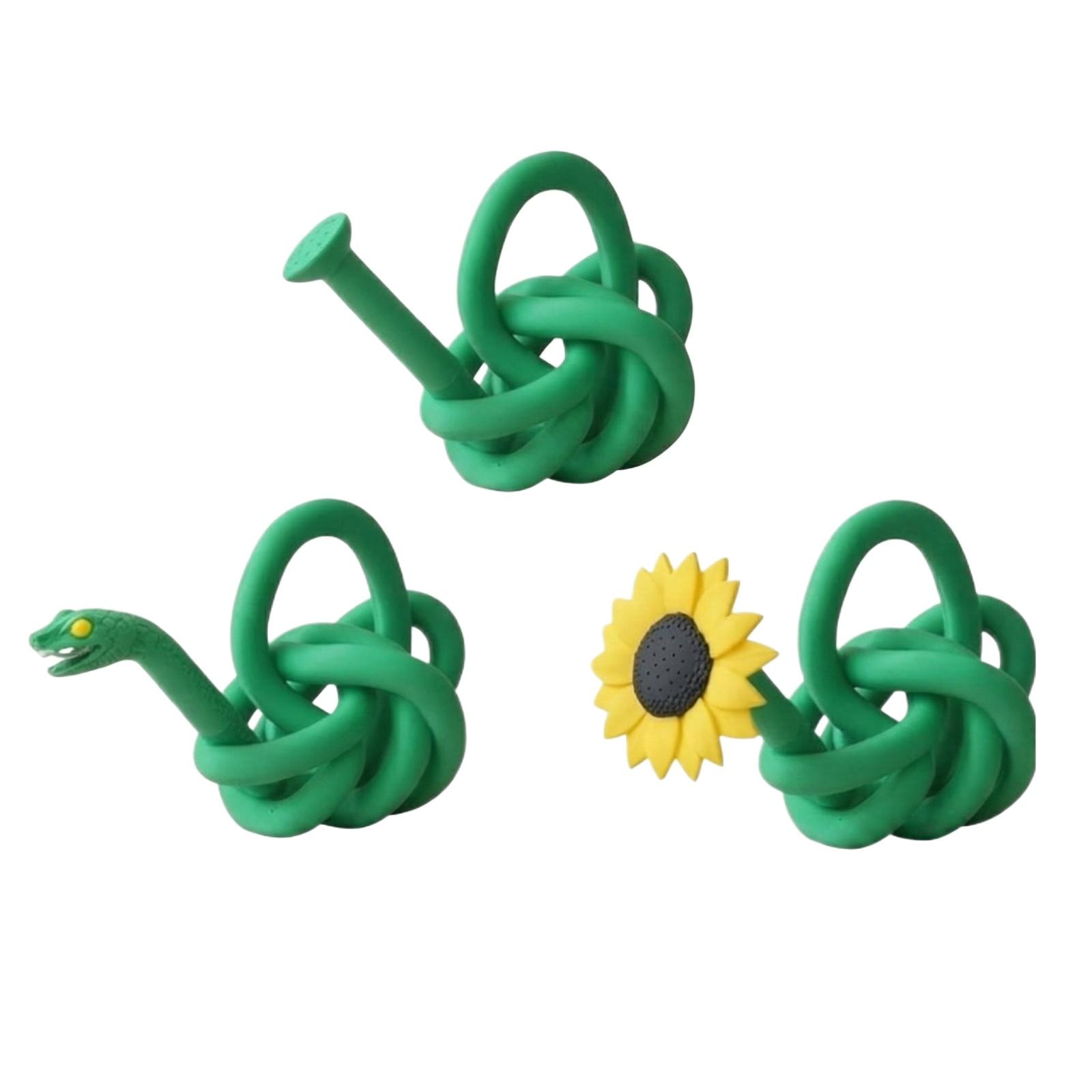 

Unique Knotted Design Watering Can Set with Three Different Nozzle Styles Flexible Material Indoor Outdoor Gardening Tool зелений