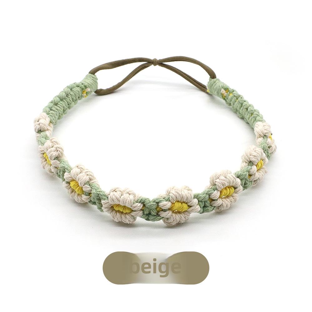 Accessorio per capelli a margherita tessuto a mano: Fascia Elastica Coreana Floreale per Donna