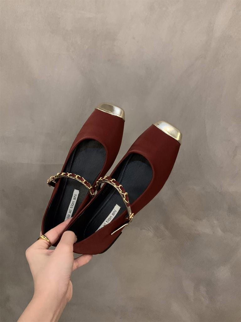 Flat-bottomed French Small Fragrant Single Shoes Women's Shoes 2025 New Spring and Autumn Square Head Temperament Mary Jane Evening Shoes