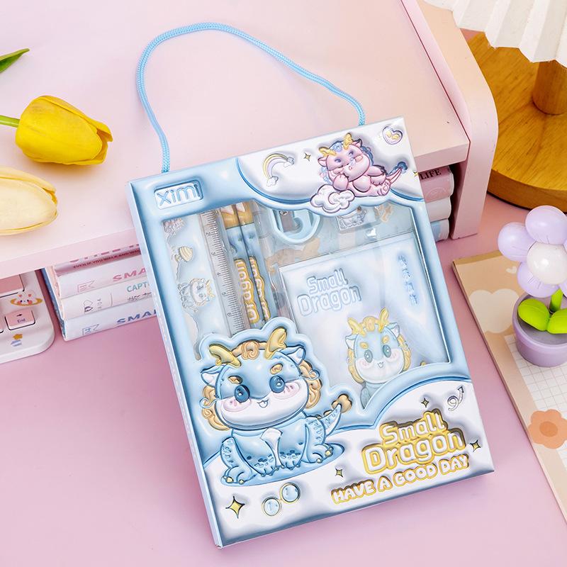 6 Sets Of Cute Stationery And Study Supplies, Including Pencils, Pencil Sharpeners, Erasers, Ruler, And Notebooks