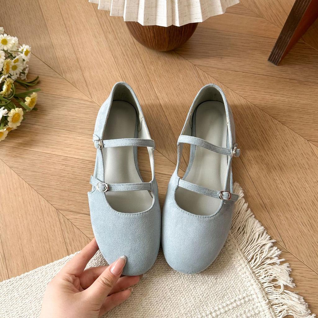 Flat Bottom Retro Suede Mary Jane Single Shoes Women's Shoes 2025 New Spring and Summer Gentle Skirt Evening Shoes Women