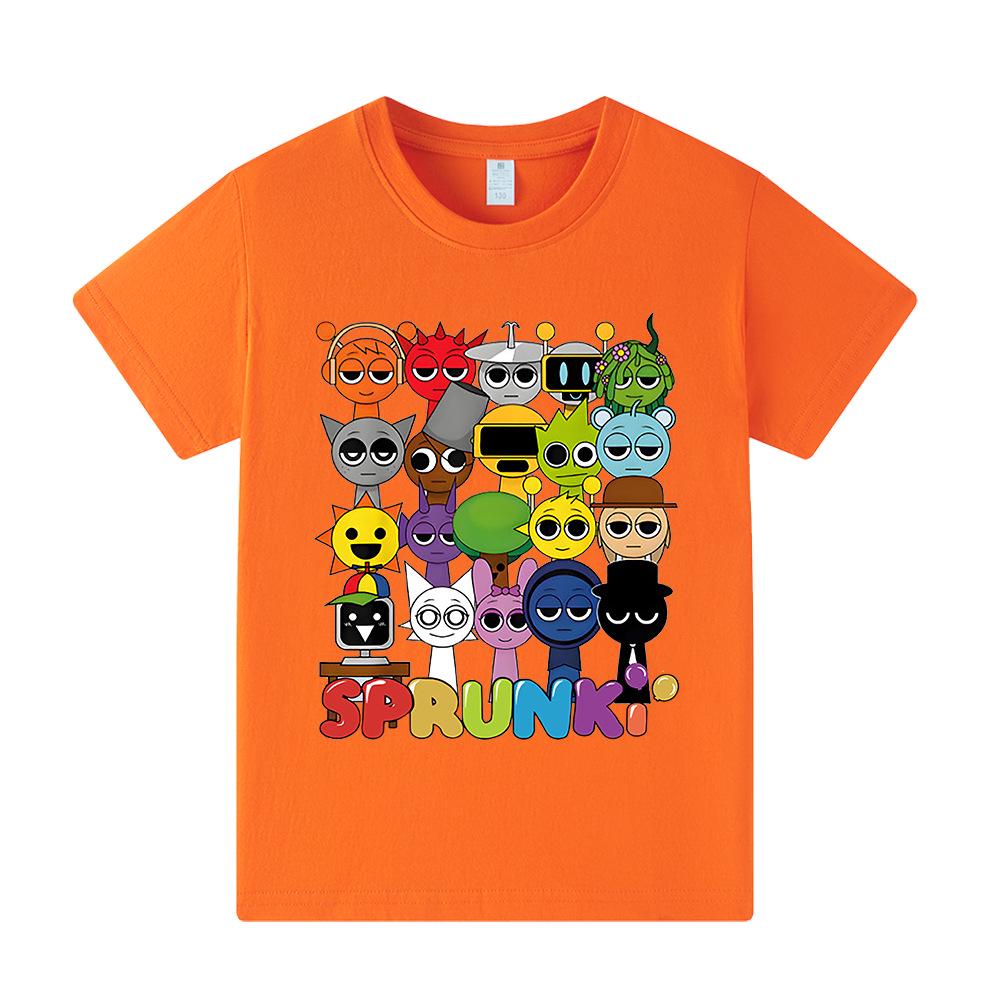 Popular Rhythm Box/Sprunki Cartoon Print Girls' Short Sleeve T-shirt