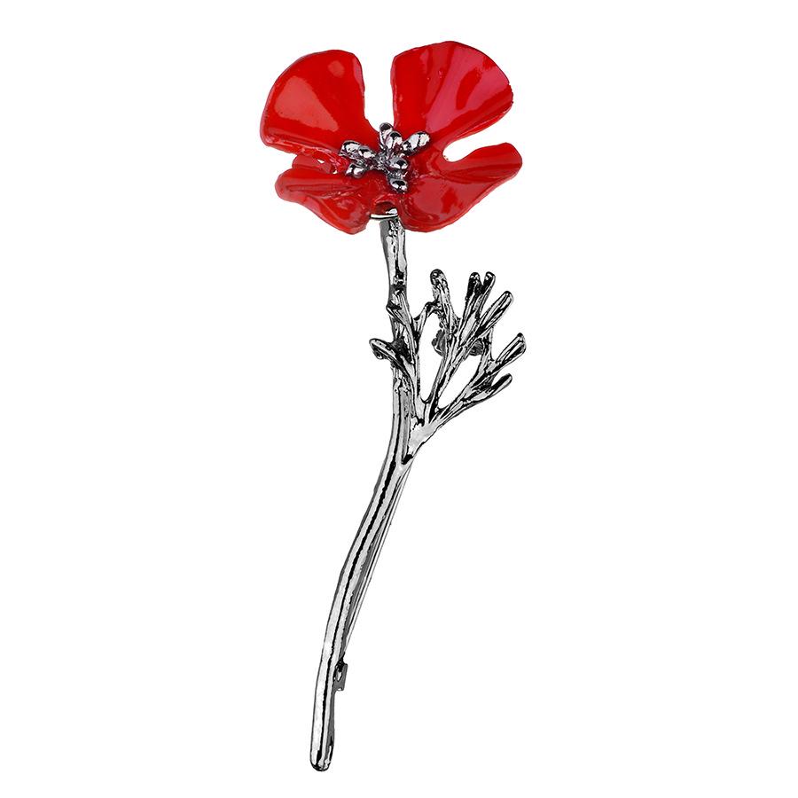 European American Fashion Red Flower Brooch - New Style, Popular Branch Design