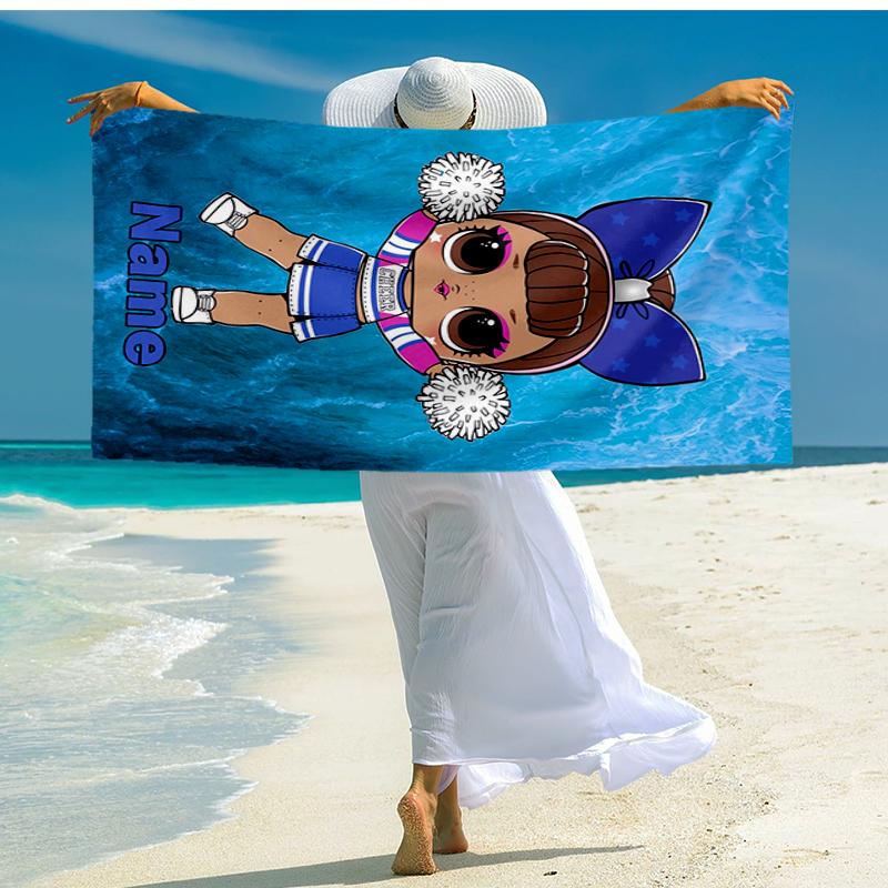 Custom Name Ultra-Soft Beach Towel with LOL Surprise Theme,Ideal for Pool - Camping, Diving - Perfect Travel Essential, Vibrant Beach Towel.