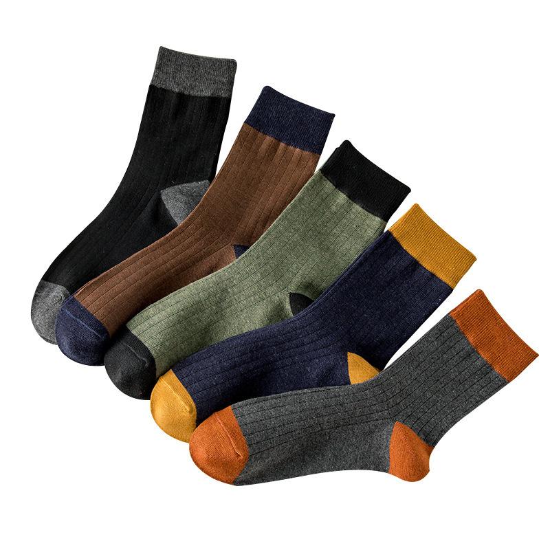Men's and Women's Patchwork Color Cotton Socks Versatile Medium Tube Socks Warm In Autumn and Winter Casual Thickened Breathable Socks