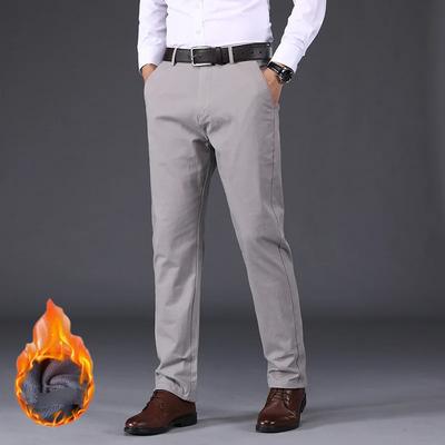 Herren Fleece Anzugshose Lässig 2025 Herbst Winter Herren Klassisch Business Gerade Warm Anzughose Männlich Grau Lässige Hose