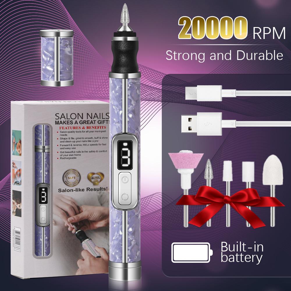 

20000RPM Nail Polishing Machine Professional Nail Drill Multiple Gears Low Noise Nails Sander File Set For Manicure Salon Tools