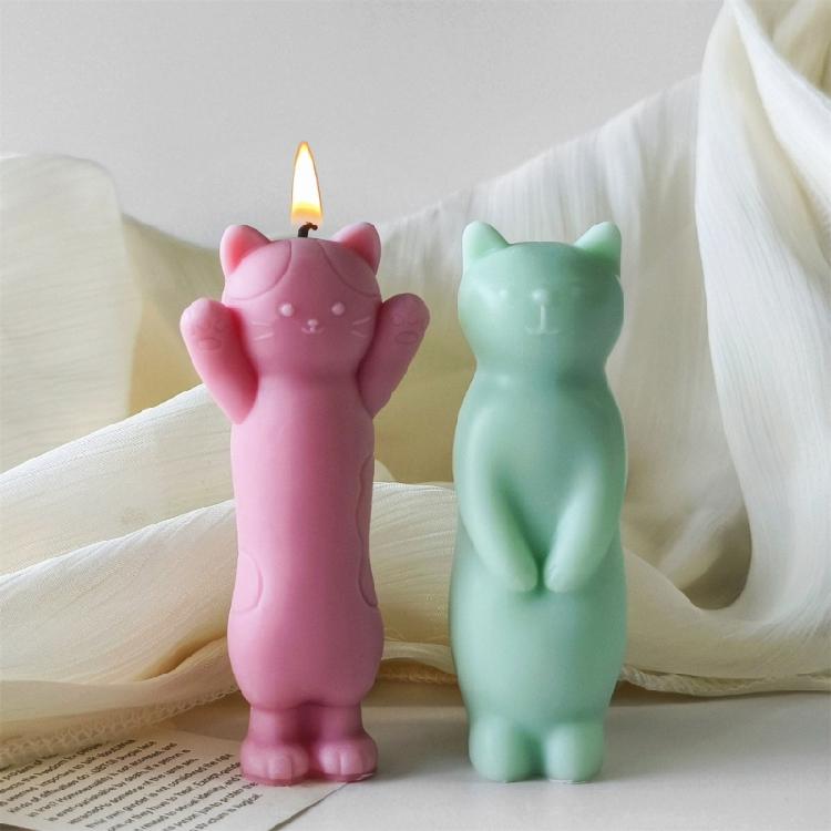Neuheit Katzenform Silikonform Kerzenherstellungsformen Silikon Handgemachte Zubehör Geeignet für Einzigartige Seifenherstellung