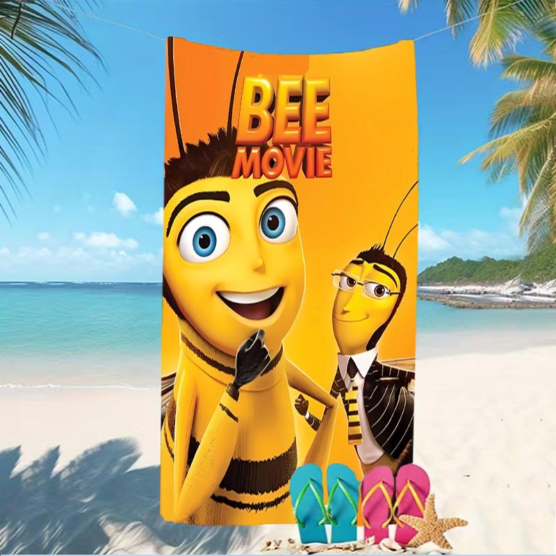 Beach Towel with Bee Movie Pattern - soft,absorbent,machine washable Lightweight&Modern,swimming,Travel Essentials