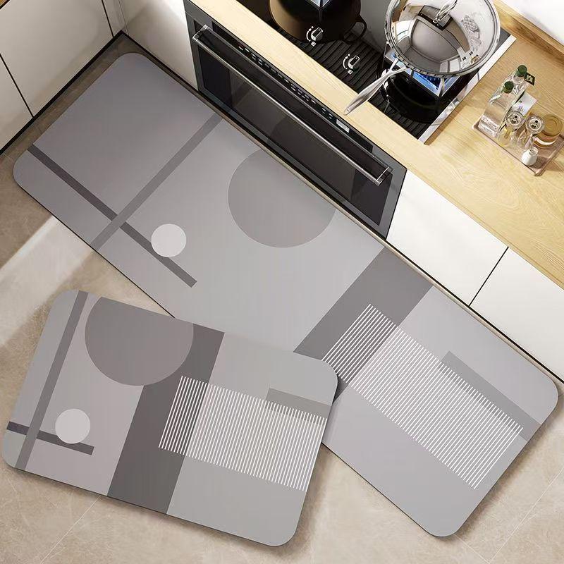 Nordic Diatomaceous Earth Kitchen Mat: Water & Oil Absorbent, Stain-Resistant, Non-Slip, Easy Care.