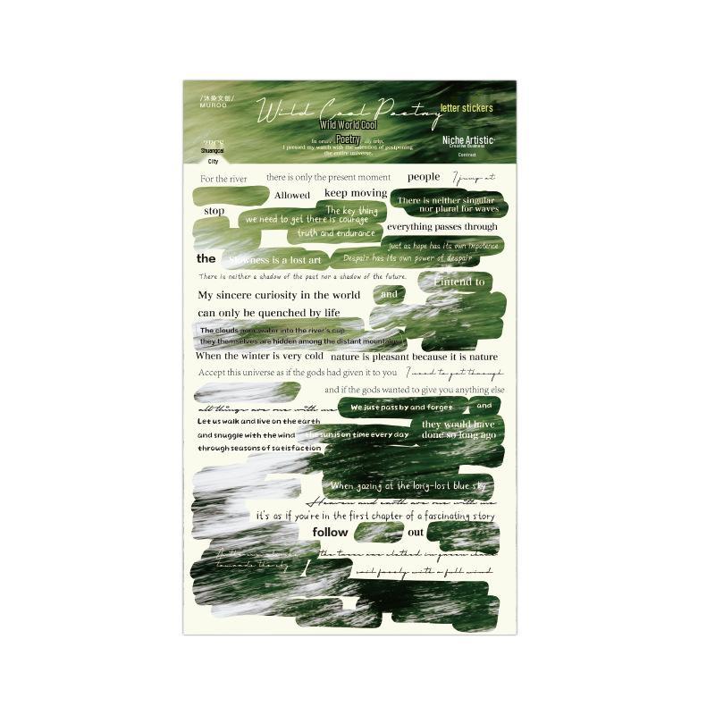 Mu Ran DIY Transparent Retro Poetry Journal Sticker Pack - Wild & Cool Decorative Stickers