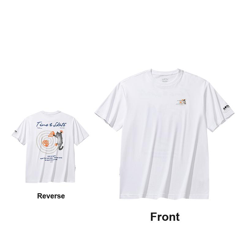 Anta Skate White Simple Round Neck Comfortable Short Sleeve Men Tops 152628120-3