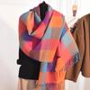 Scarf Women's New Winter Style Imitation Cashmere Knitted Color Blocked Shawl Trendy Korean Style Thickened Warm Versatile Long Scarf