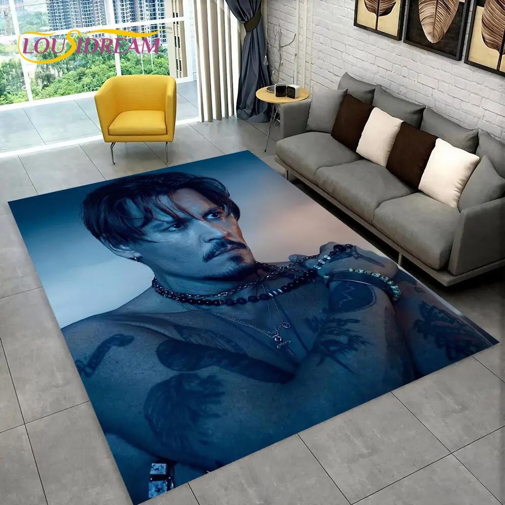 3D Printing Johnny Depp Series Area Rug,Carpet Rug for Home Living Room Bedroom Sofa Doormat Kitchen Decor,Non-slip Floor Mat HD